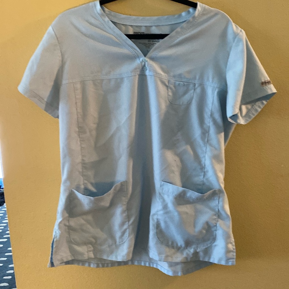Very light blue Scrub Top with tiny pocket detail